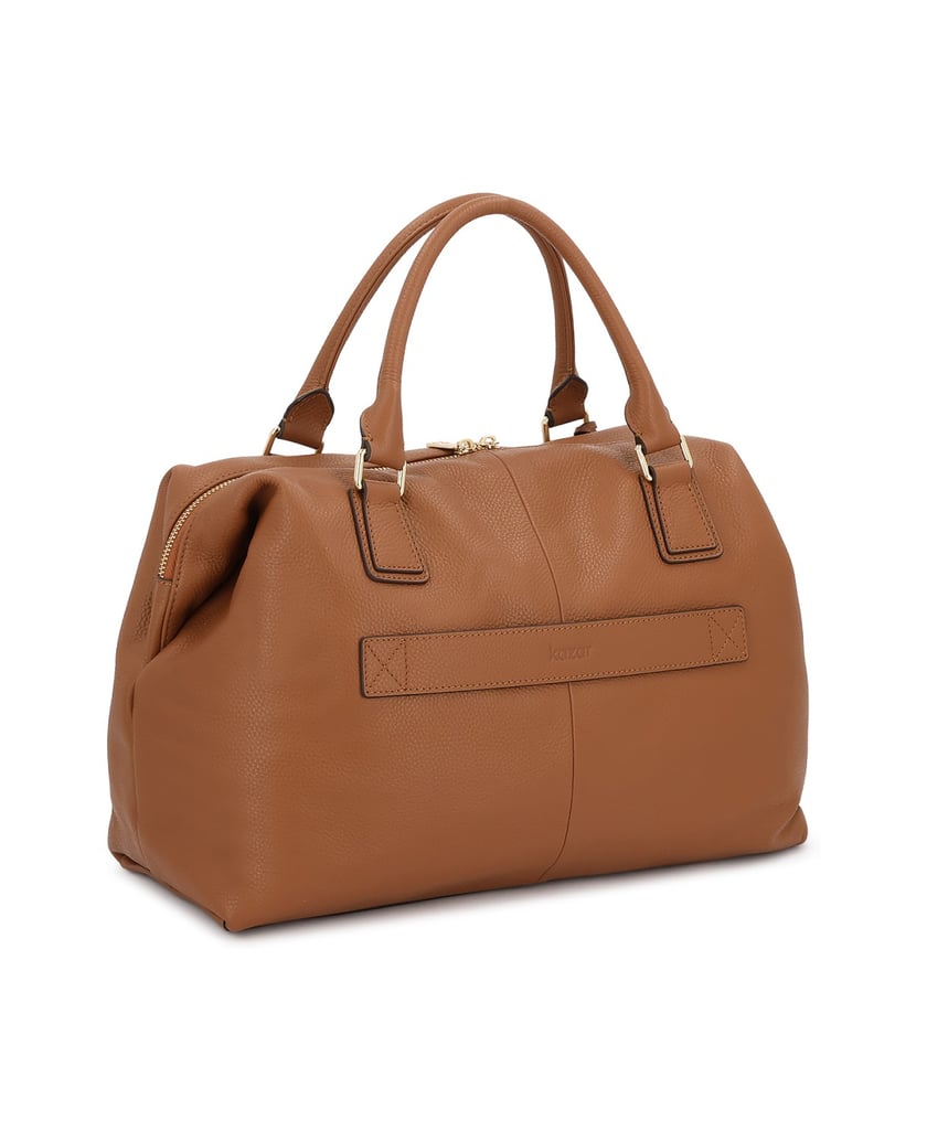 Kazar-Large-light-brown-handbag-with-two-handles-and-a-strap-velbloudí