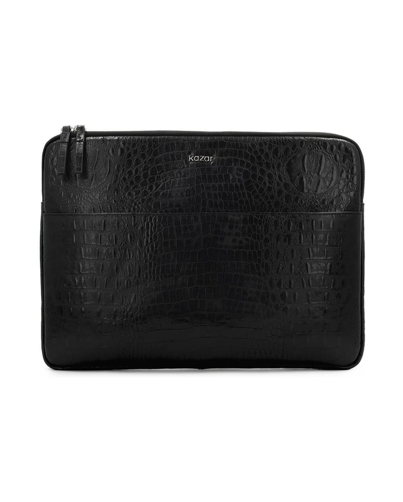Kazar-Embossed-leather-laptop-bag-černá