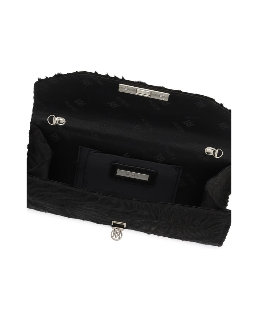 Kazar-Elongated-evening-bag-with-hair-finish-černá