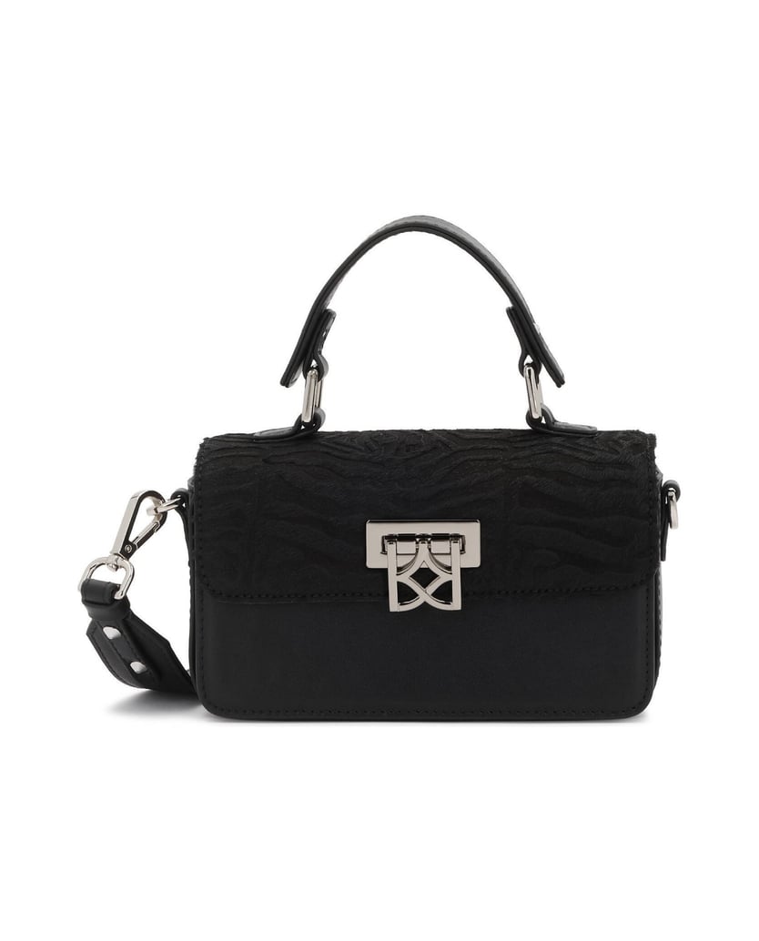 Kazar-Black-zebra-pattern-hair-finish-handbag-černá
