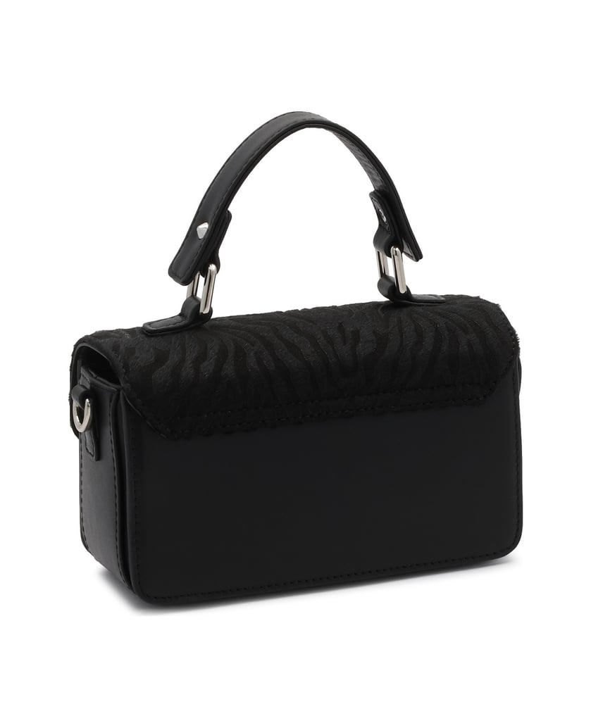 Kazar-Black-zebra-pattern-hair-finish-handbag-černá