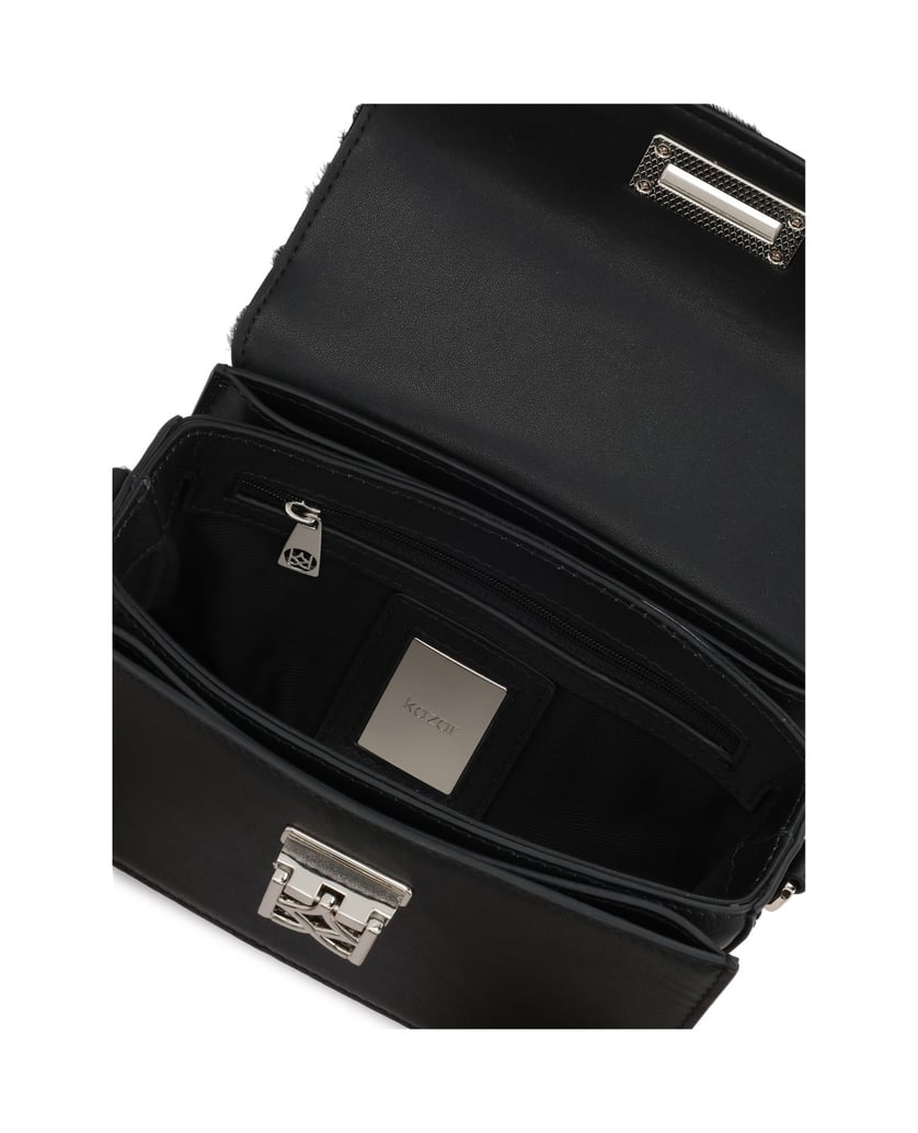 Kazar-Black-zebra-pattern-hair-finish-handbag-černá