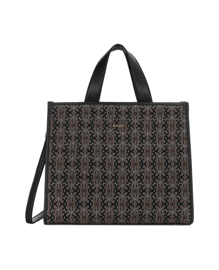 Kazar-Large-handbag-made-of-patterned-fabric-čierna