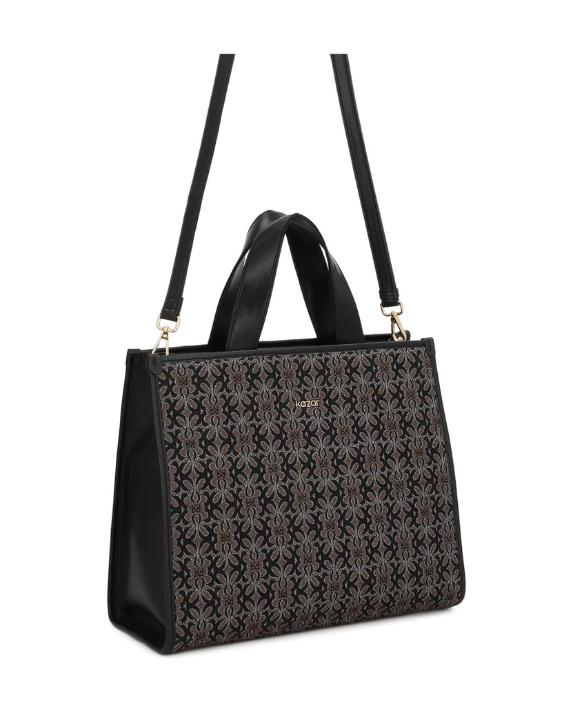 Kazar-Large-handbag-made-of-patterned-fabric-čierna