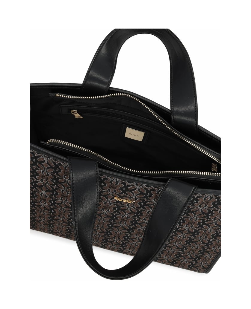Kazar-Large-handbag-made-of-patterned-fabric-čierna