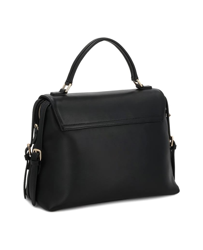 Kazar-Trapeze-black-handbag-with-flap-and-handgrip-čierna