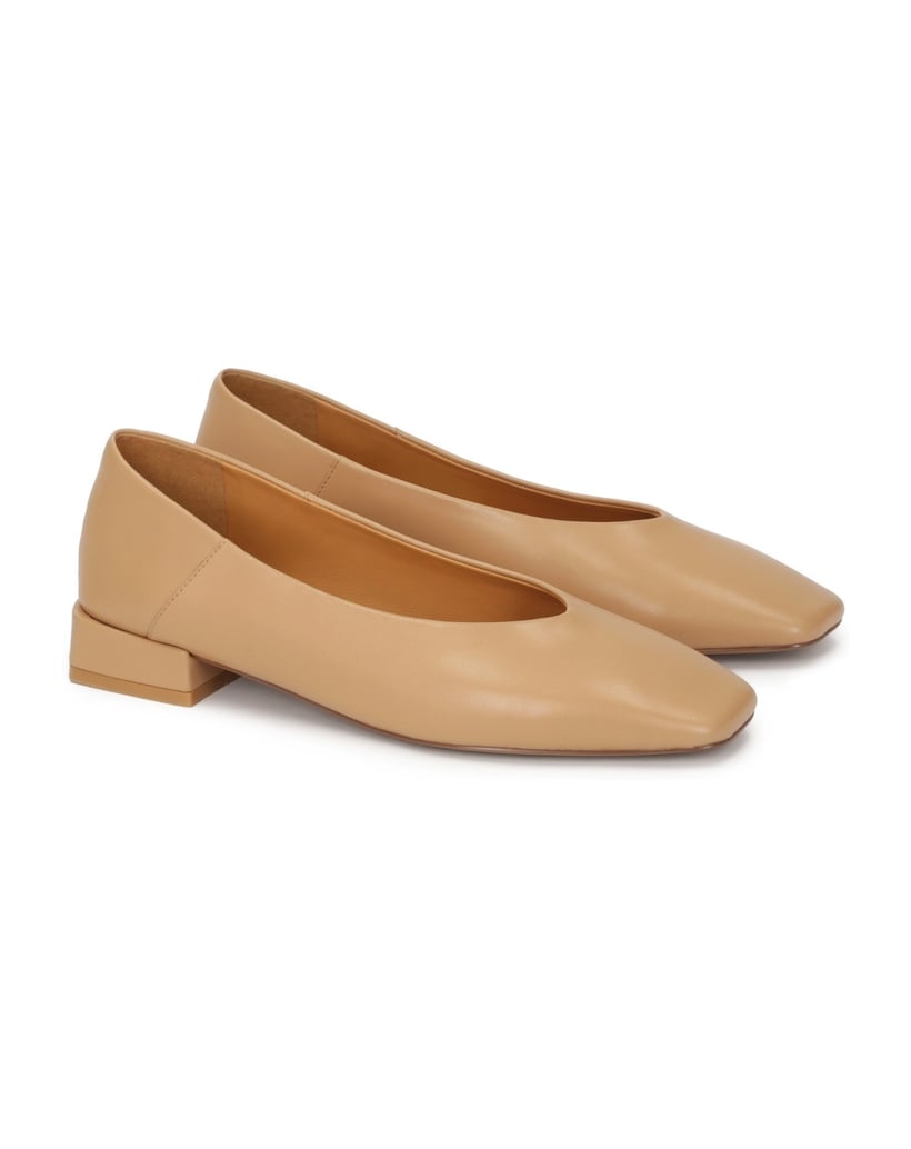 Kazar-Beigefarbene-flache-Lederpumps-beige
