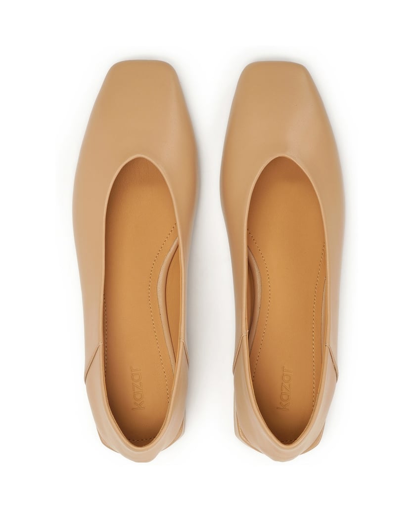 Kazar-Beigefarbene-flache-Lederpumps-beige