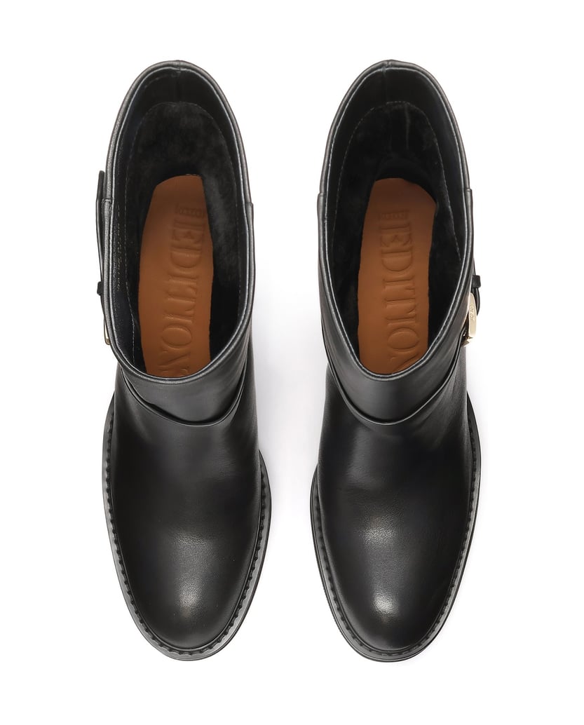 Kazar-Leather-slip-on-boots-with-a-wide-heel-čierna