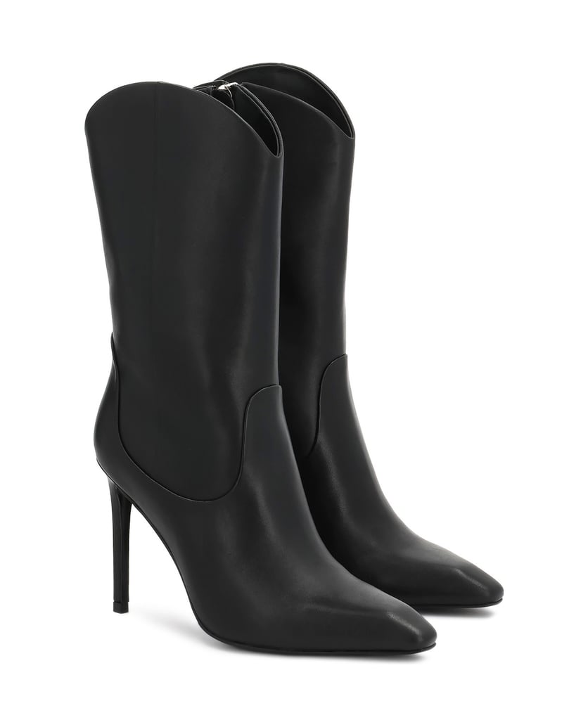 Kazar-Leather-heeled-boots-with-rounded-upper-černá