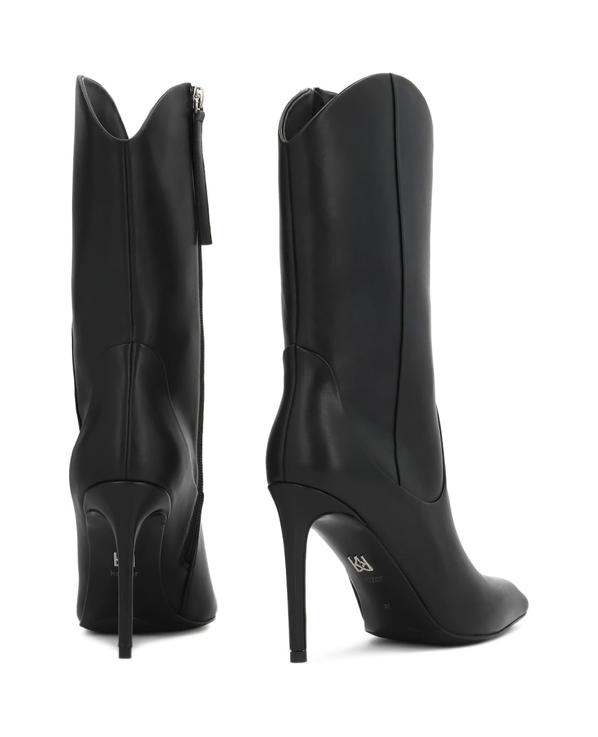 Kazar-Leather-heeled-boots-with-rounded-upper-černá
