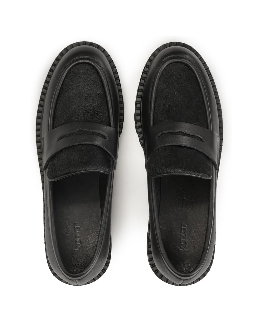 Kazar-Slip-on-shoes-leather-with-natural-hair-finish-černá