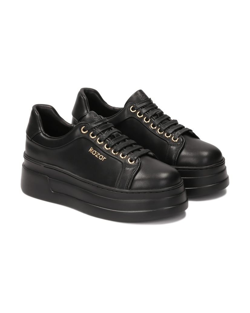 Kazar-Leather-sneakers-on-a-thick-straight-sole-černá