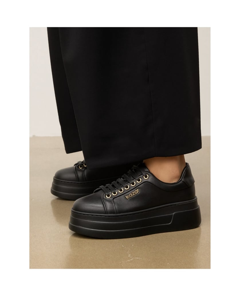 Kazar-Leather-sneakers-on-a-thick-straight-sole-černá