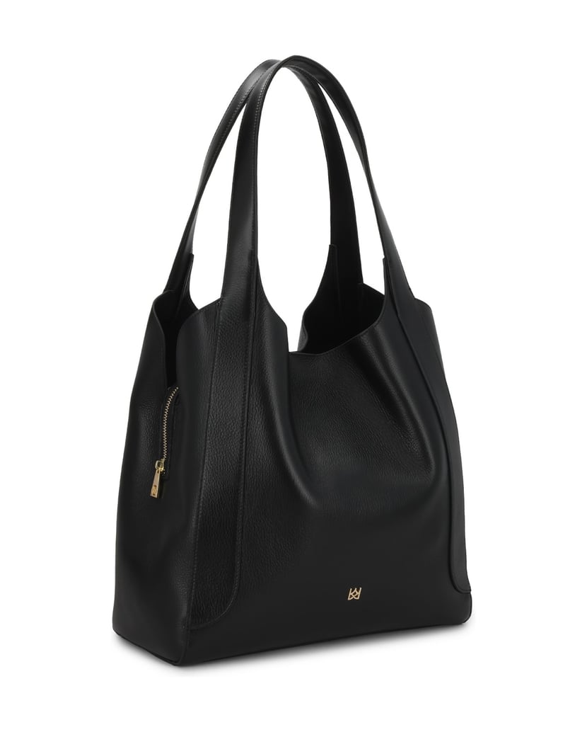 Kazar-Capacious-leather-shoulder-bag-černá
