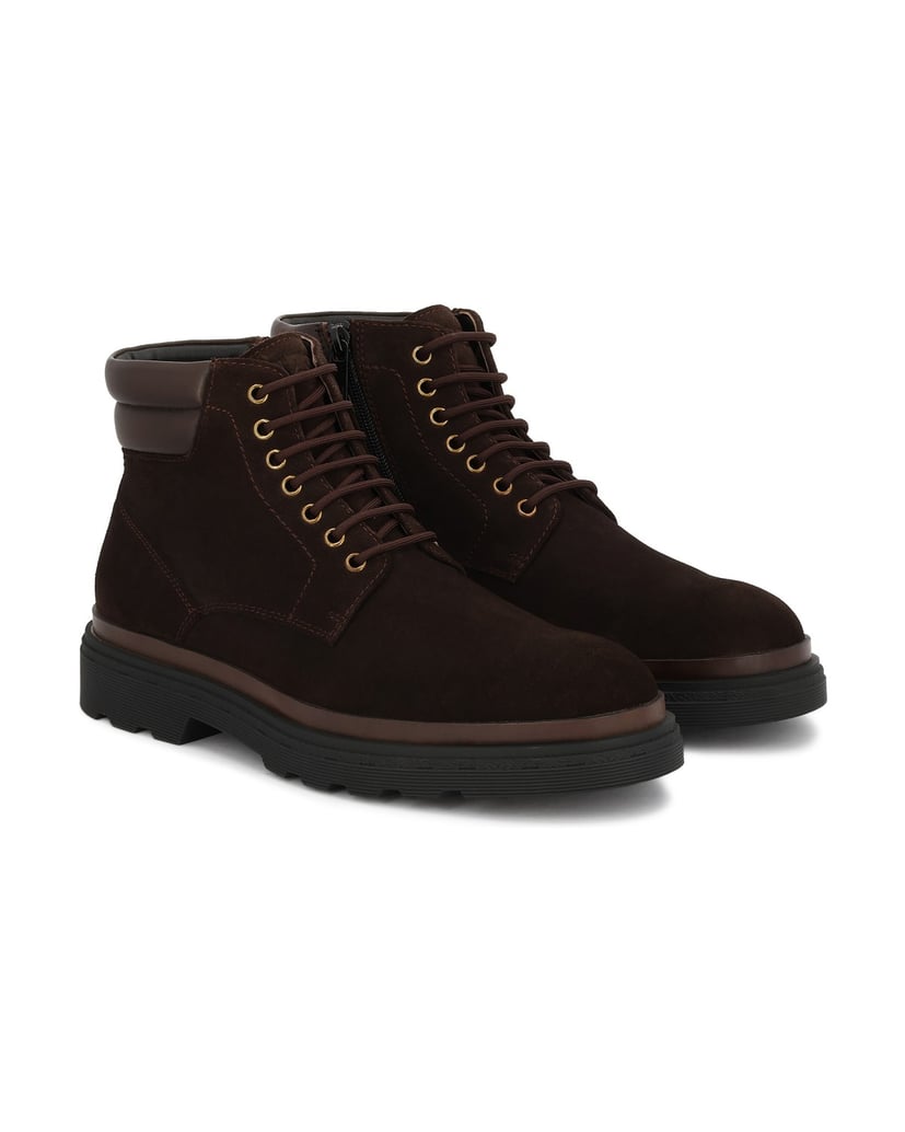 Kazar-Brown-suede-boots-with-soft-collar-hnědá