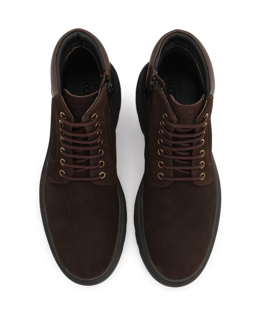 Kazar-Brown-suede-boots-with-soft-collar-hnědá