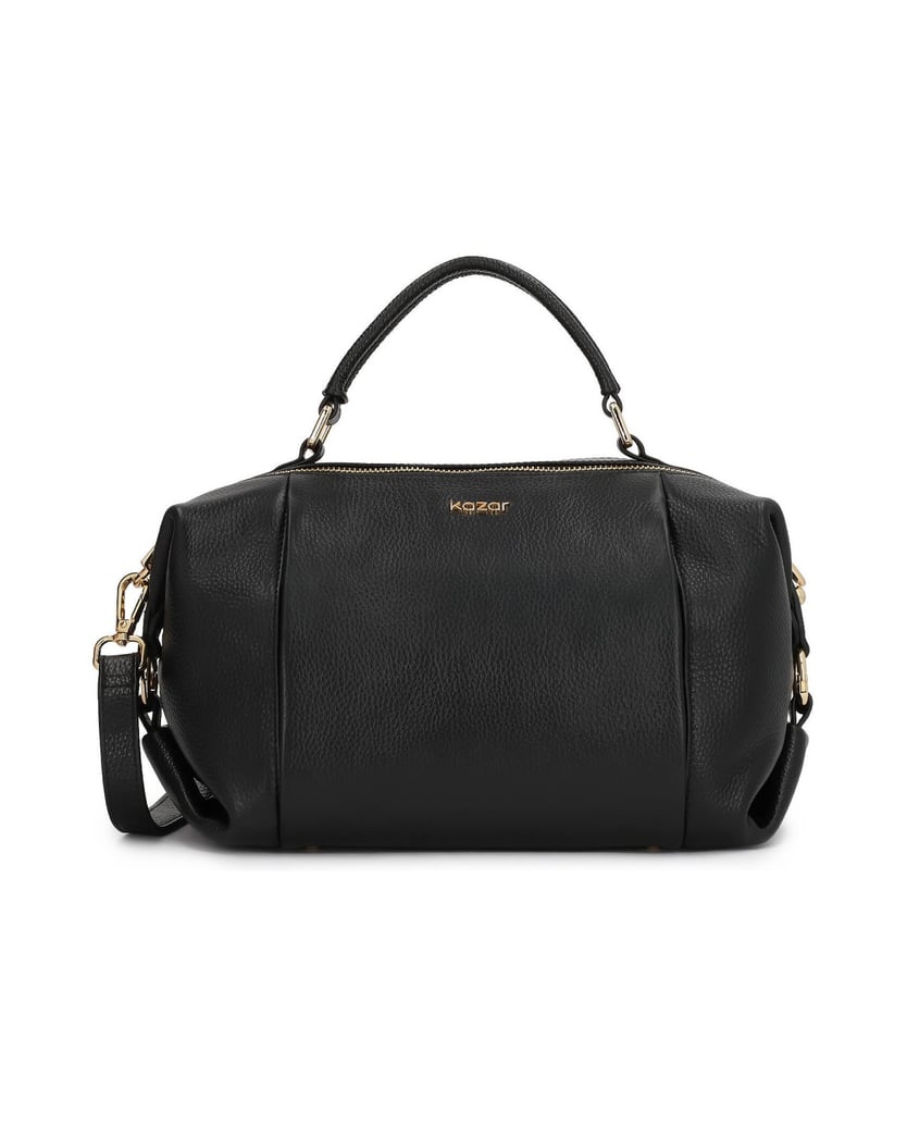 Kazar-Black-leather-trunk-handbag-and-gold-details-čierna