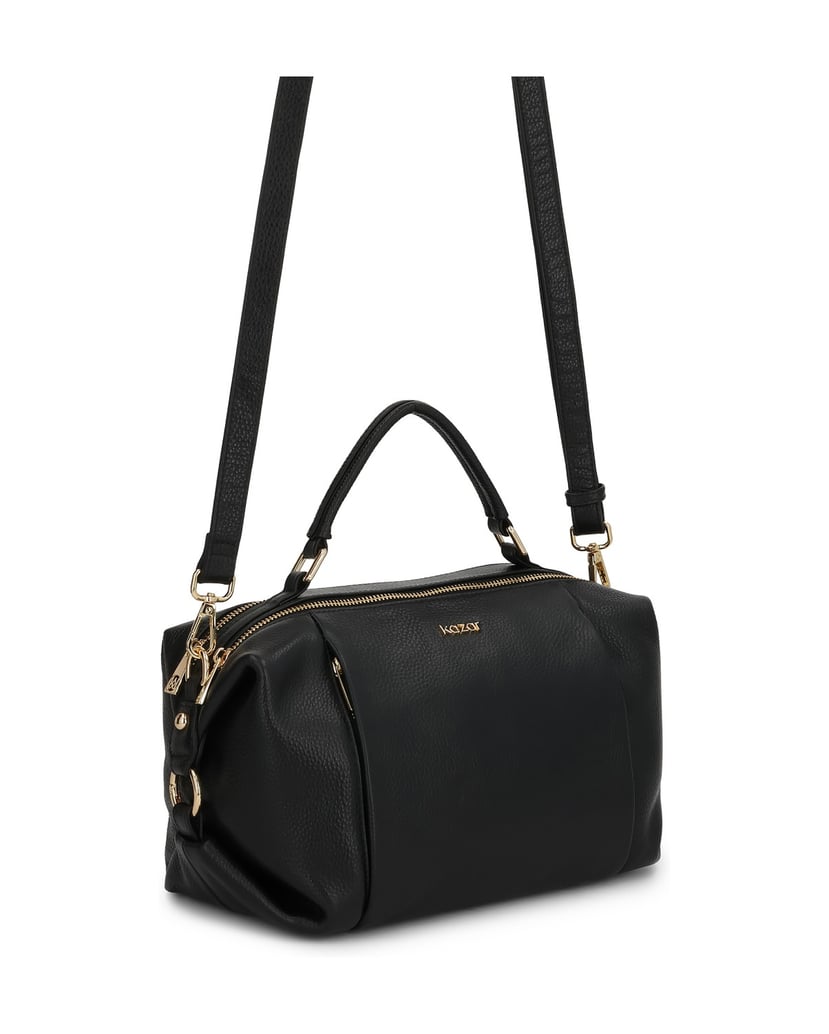 Kazar-Black-leather-trunk-handbag-and-gold-details-čierna