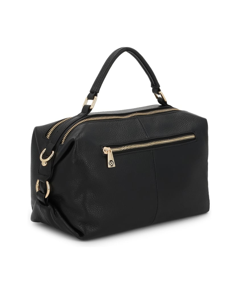 Kazar-Black-leather-trunk-handbag-and-gold-details-čierna