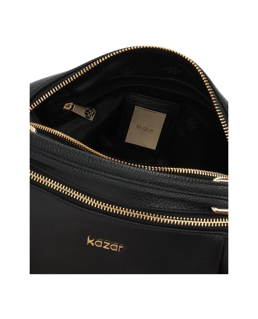 Kazar-Black-leather-trunk-handbag-and-gold-details-čierna