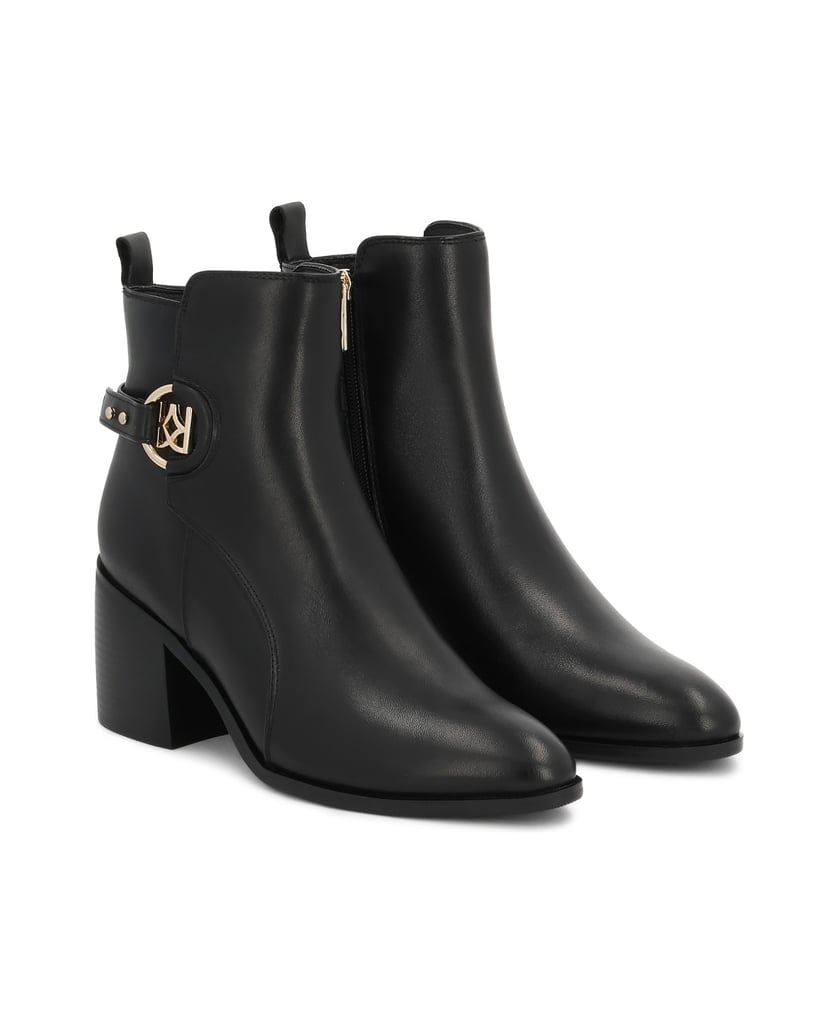 Kazar-Leather-boots-with-a-wide-heel-čierna