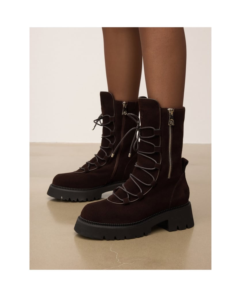 Kazar-Stiefel-mit-Reißverschluss-und-dekorativer-Schnürung-braun