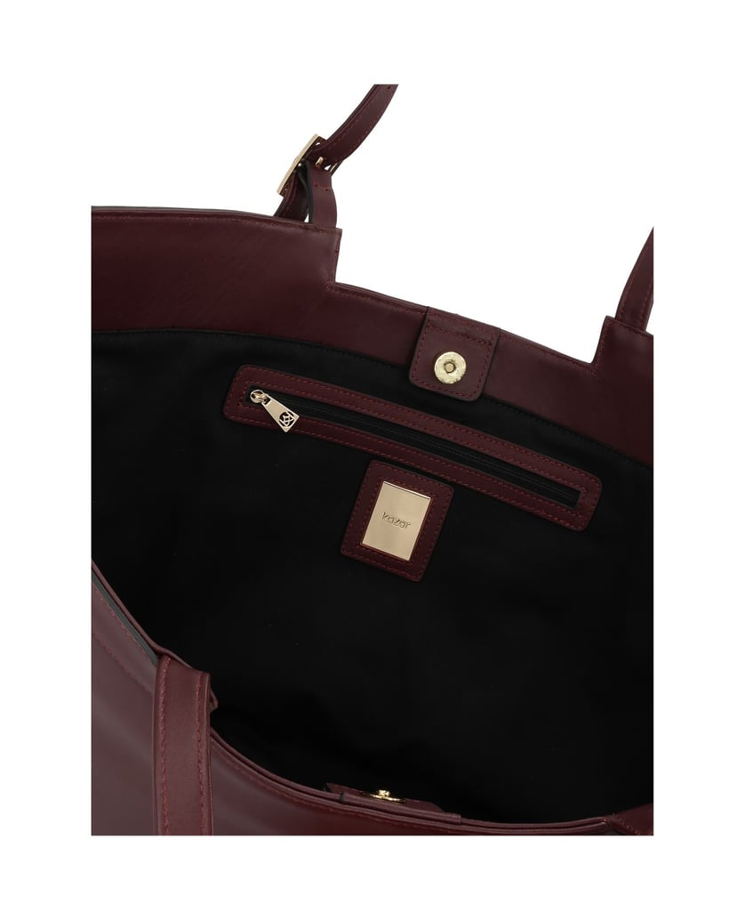 Kazar-Maroon-leather-handbag-with-logo-červená