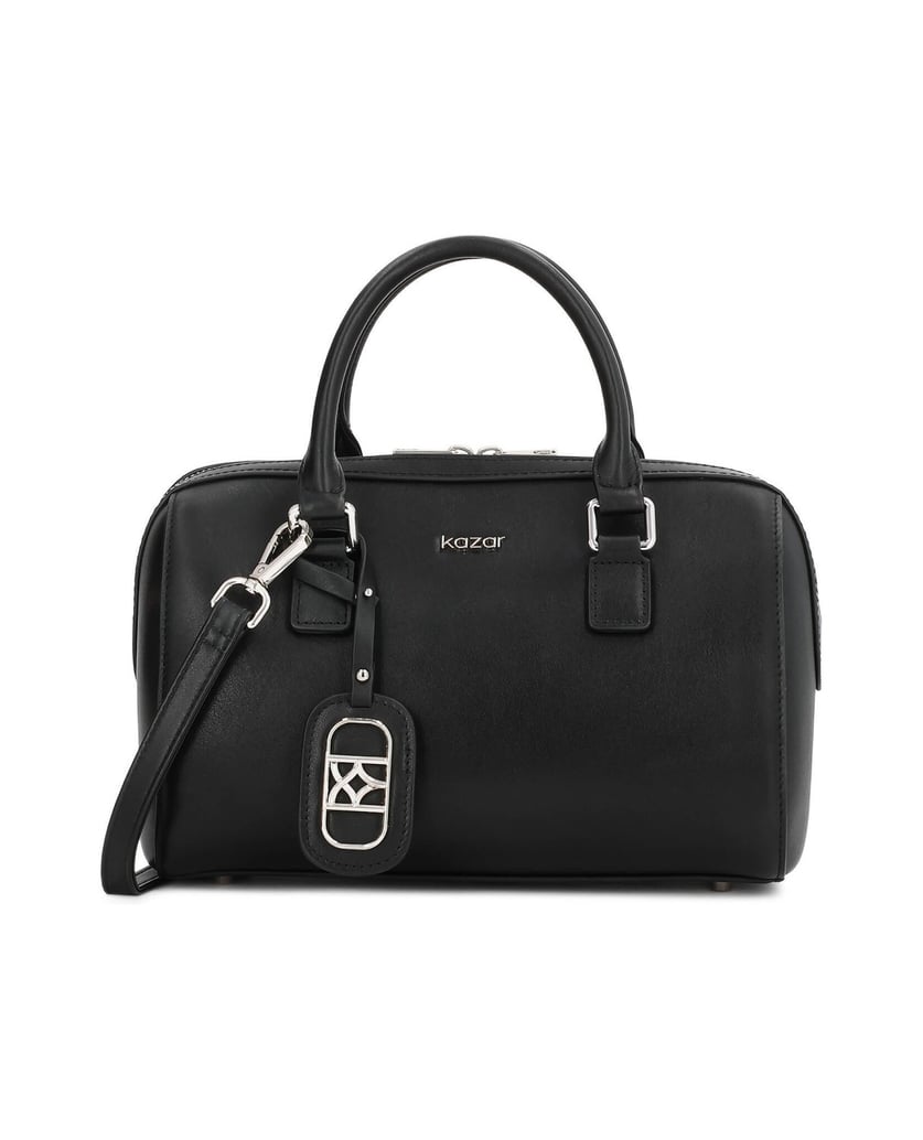Kazar-Cylindrical-black-leather-handbag-černá