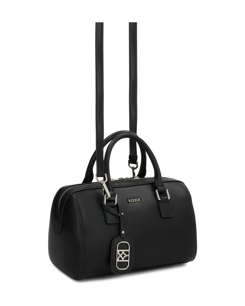 Kazar-Cylindrical-black-leather-handbag-černá