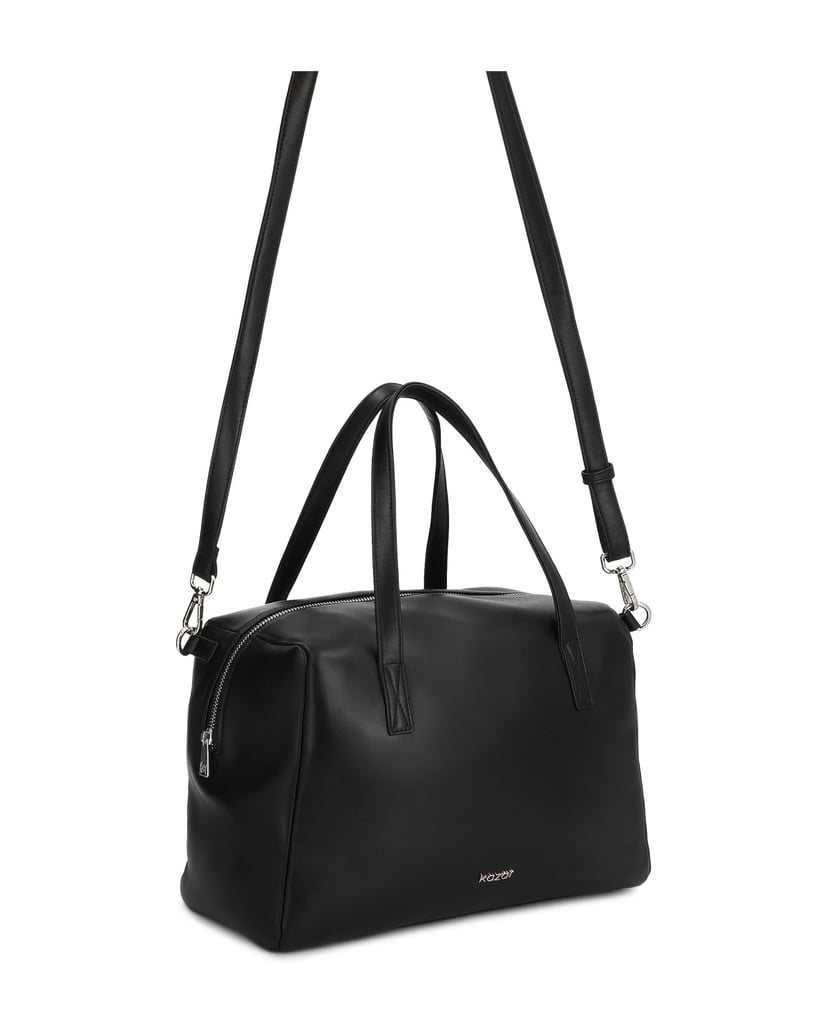 Kazar-Leather-handbag-with-handles-and-strap-černá