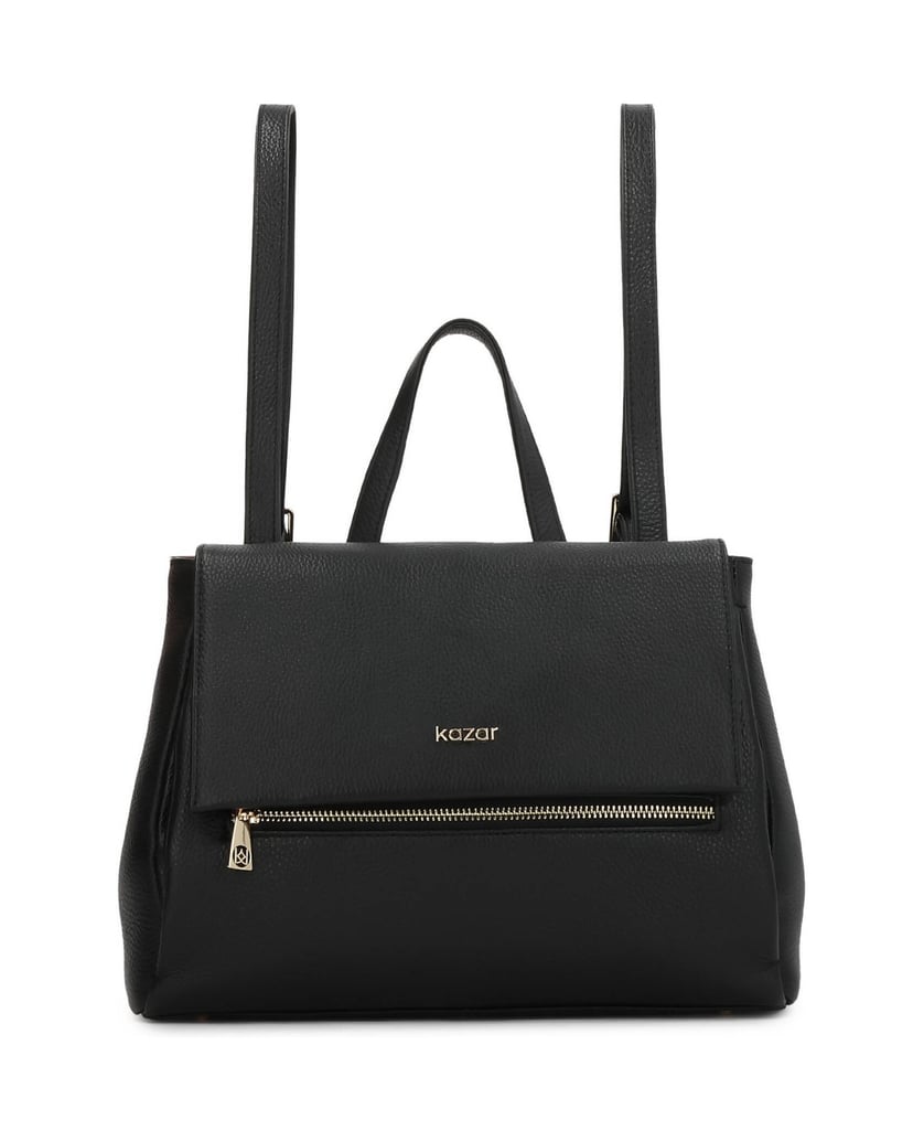 Kazar-Leather-backpack-with-flap-čierna