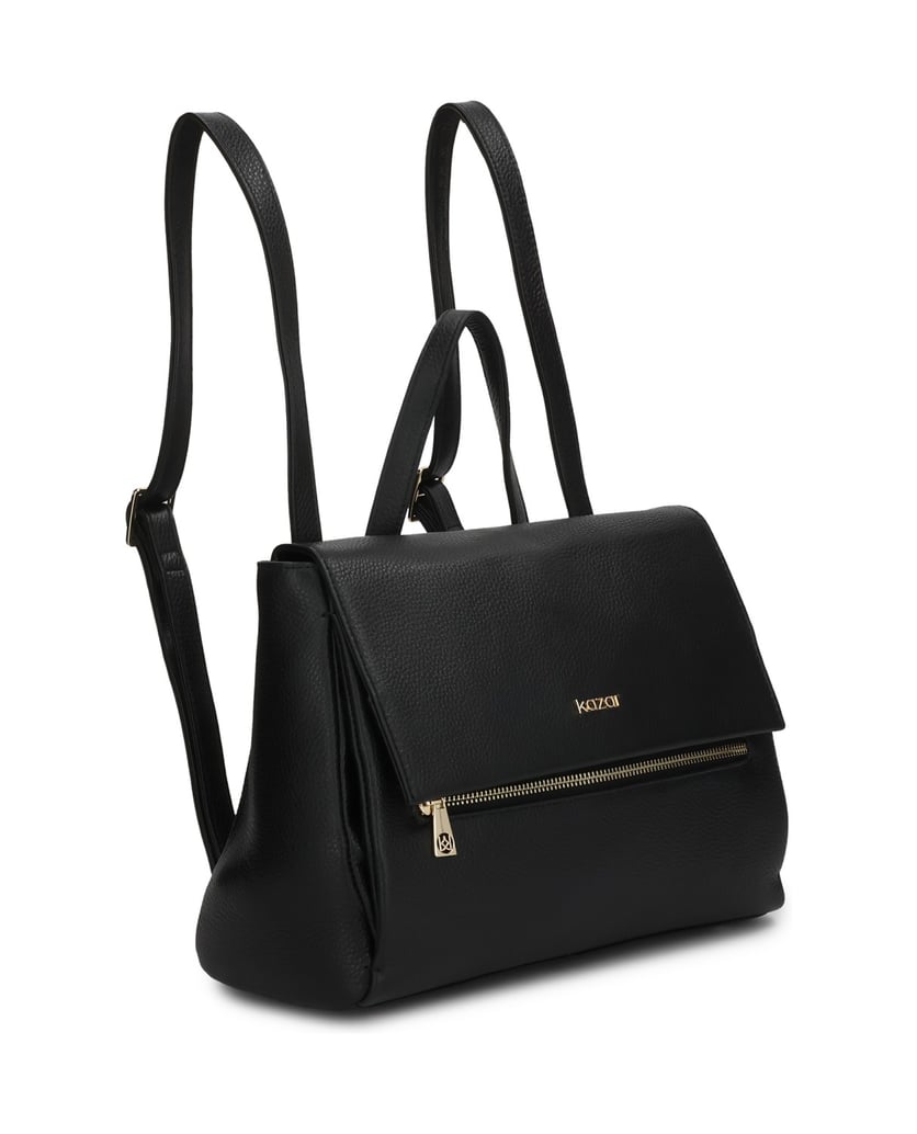 Kazar-Leather-backpack-with-flap-čierna