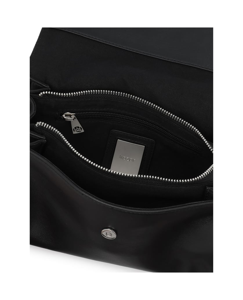 Kazar-Black-leather-handbag-with-detachable-straps-černá