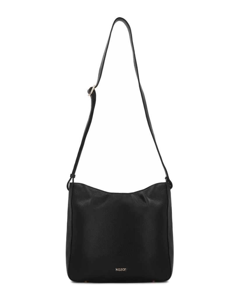 Kazar-Black-leather-handbag-with-adjustable-strap-černá