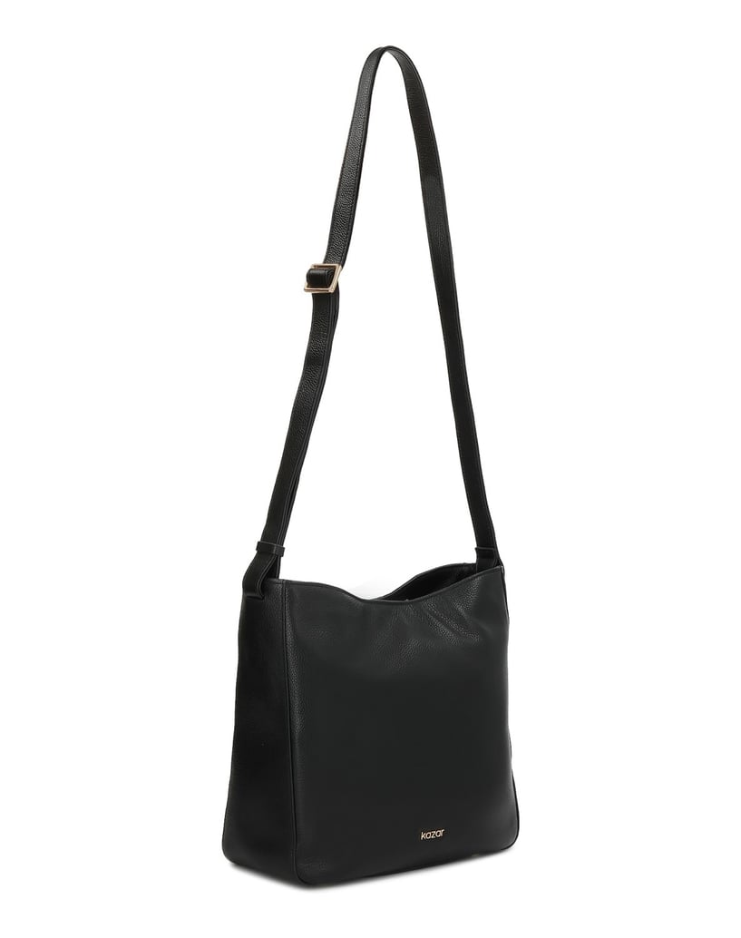 Kazar-Black-leather-handbag-with-adjustable-strap-černá