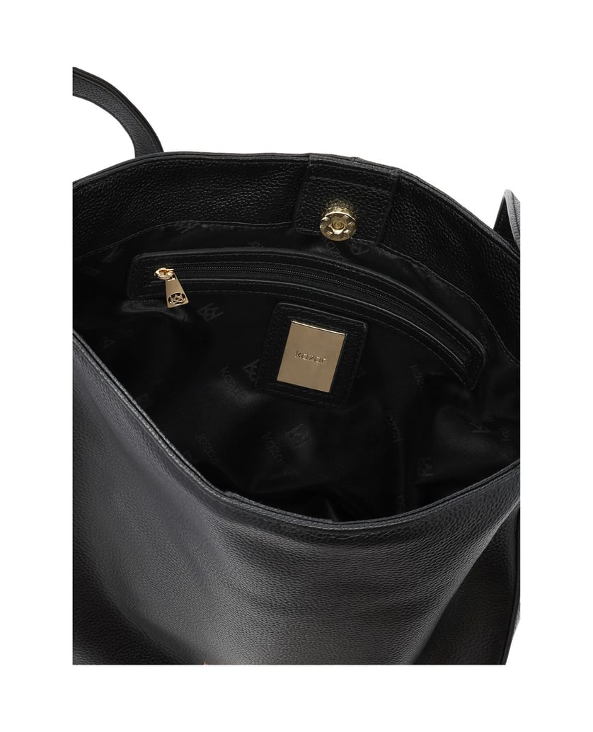 Kazar-Black-leather-handbag-with-adjustable-strap-černá