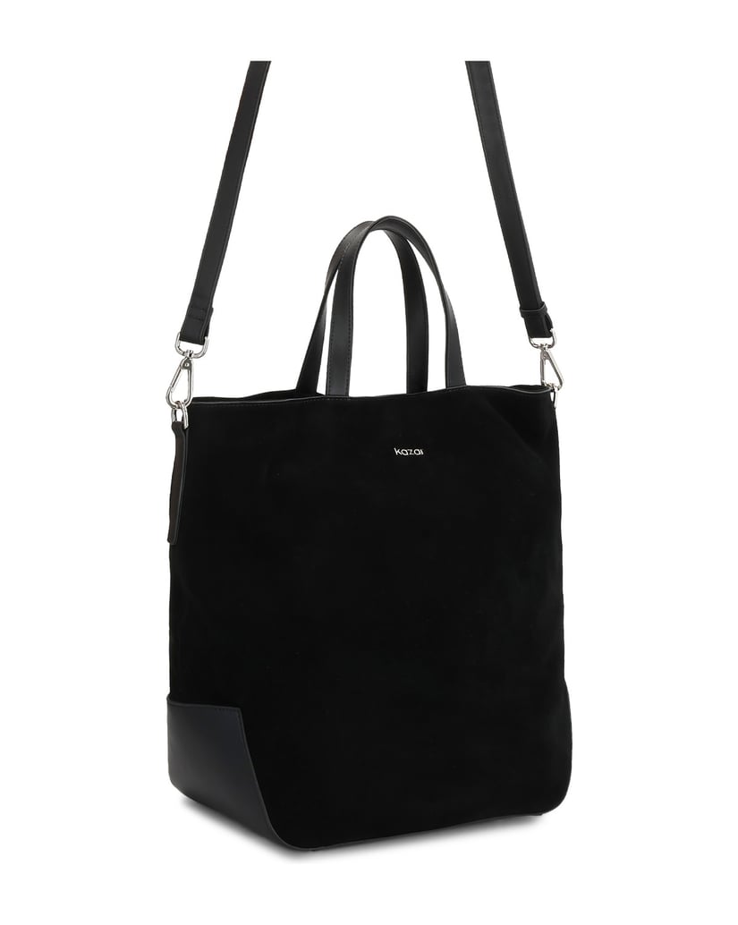 Kazar-Capacious-black-suede-handbag-černá
