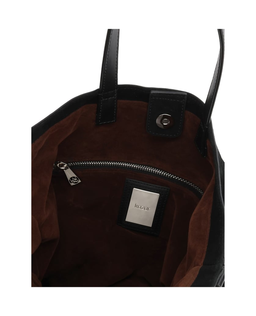 Kazar-Capacious-black-suede-handbag-černá