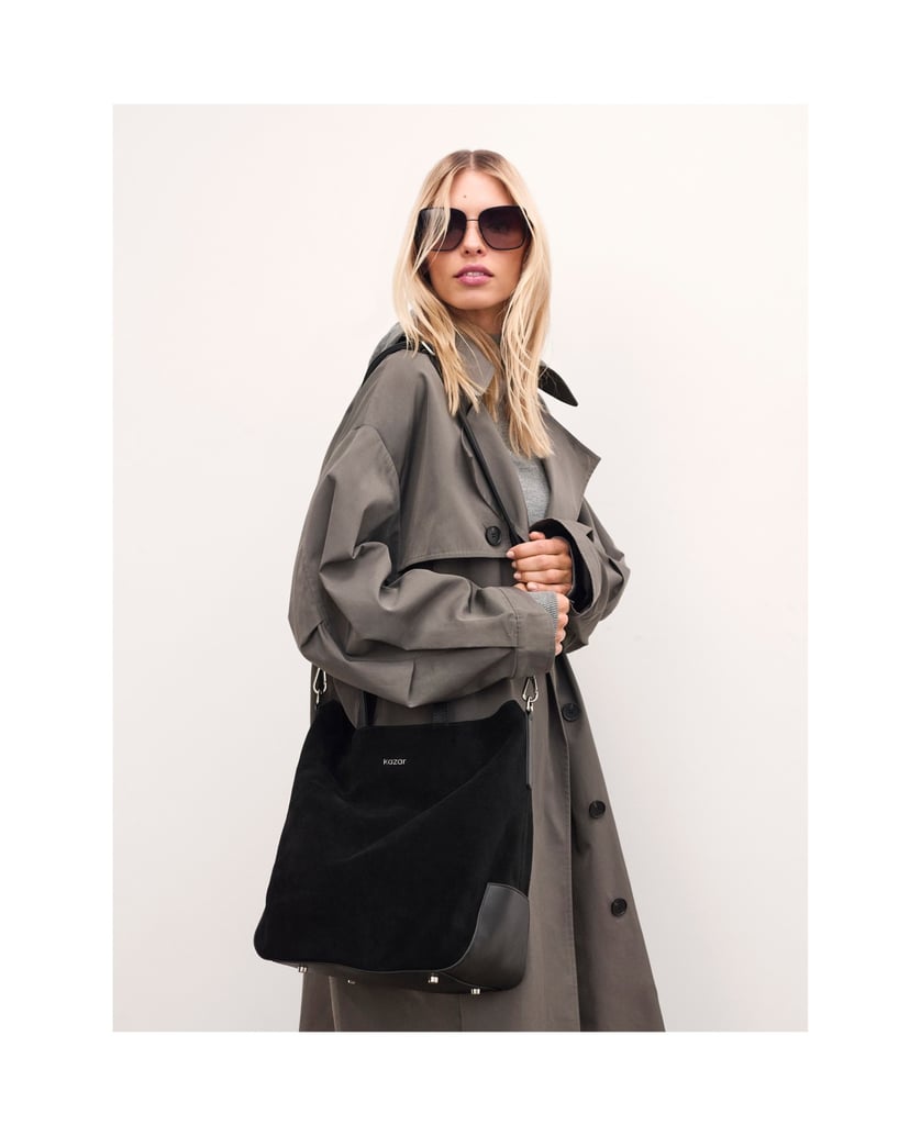 Kazar-Capacious-black-suede-handbag-černá