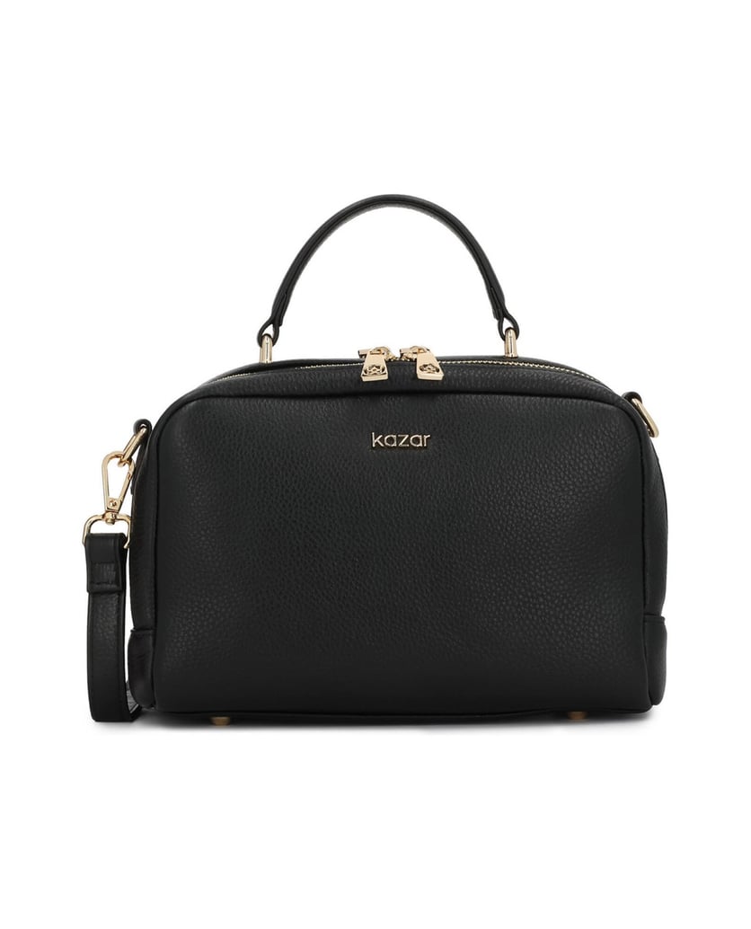Kazar-Leather-handbag-with-a-geometric-shape-čierna