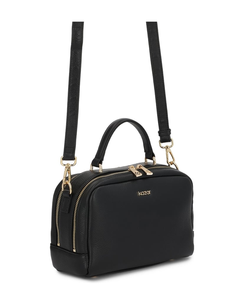 Kazar-Leather-handbag-with-a-geometric-shape-čierna