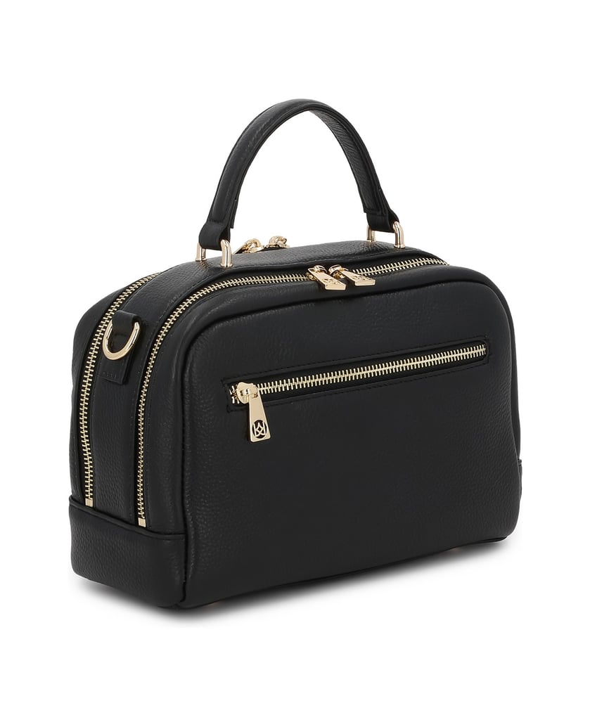 Kazar-Leather-handbag-with-a-geometric-shape-čierna