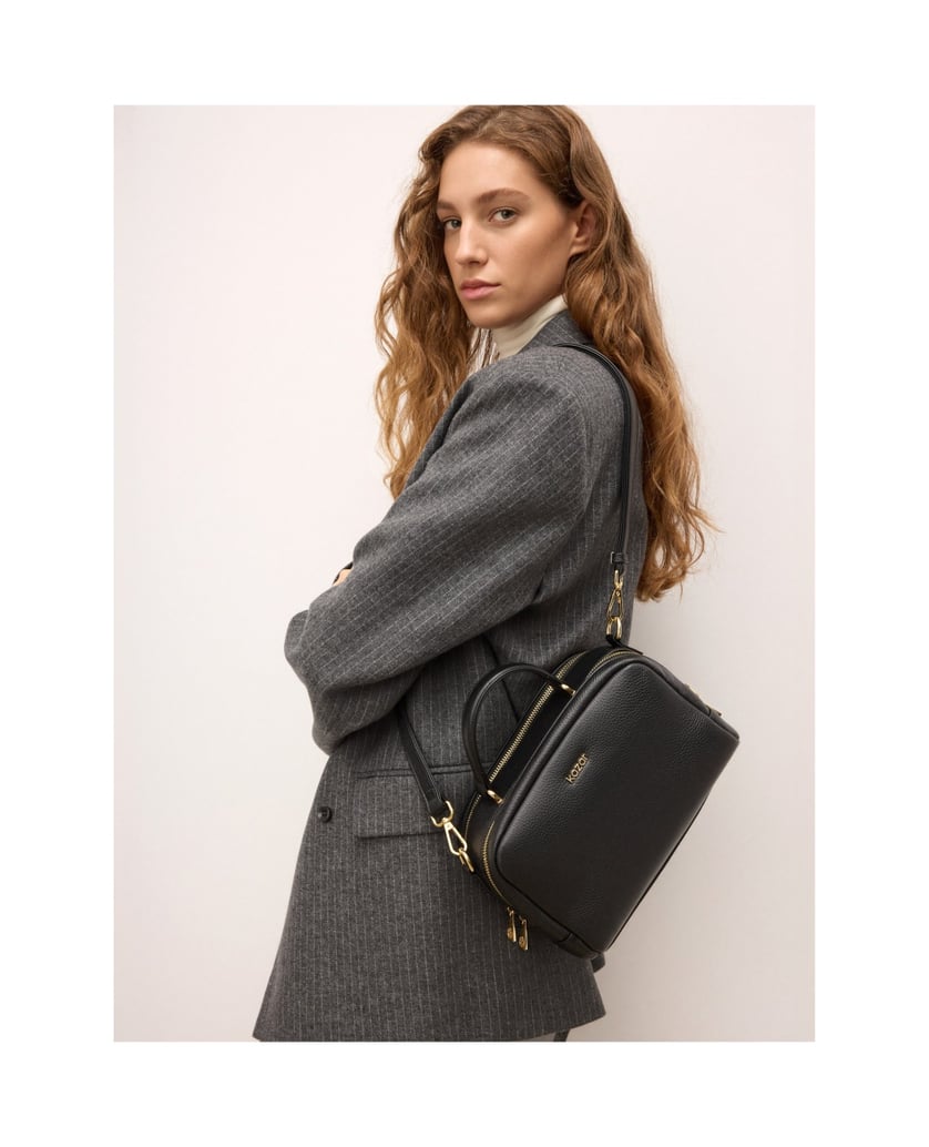 Kazar-Leather-handbag-with-a-geometric-shape-čierna