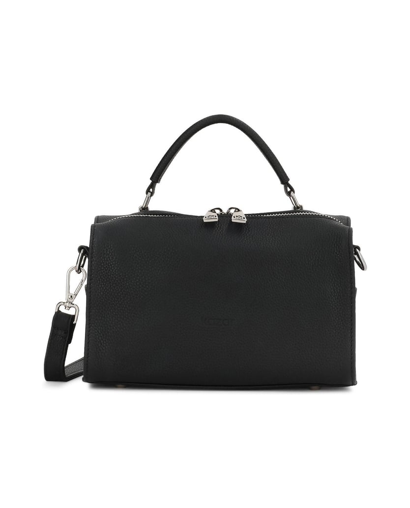 Kazar-Leather-handbag-with-a-geometric-shape-černá