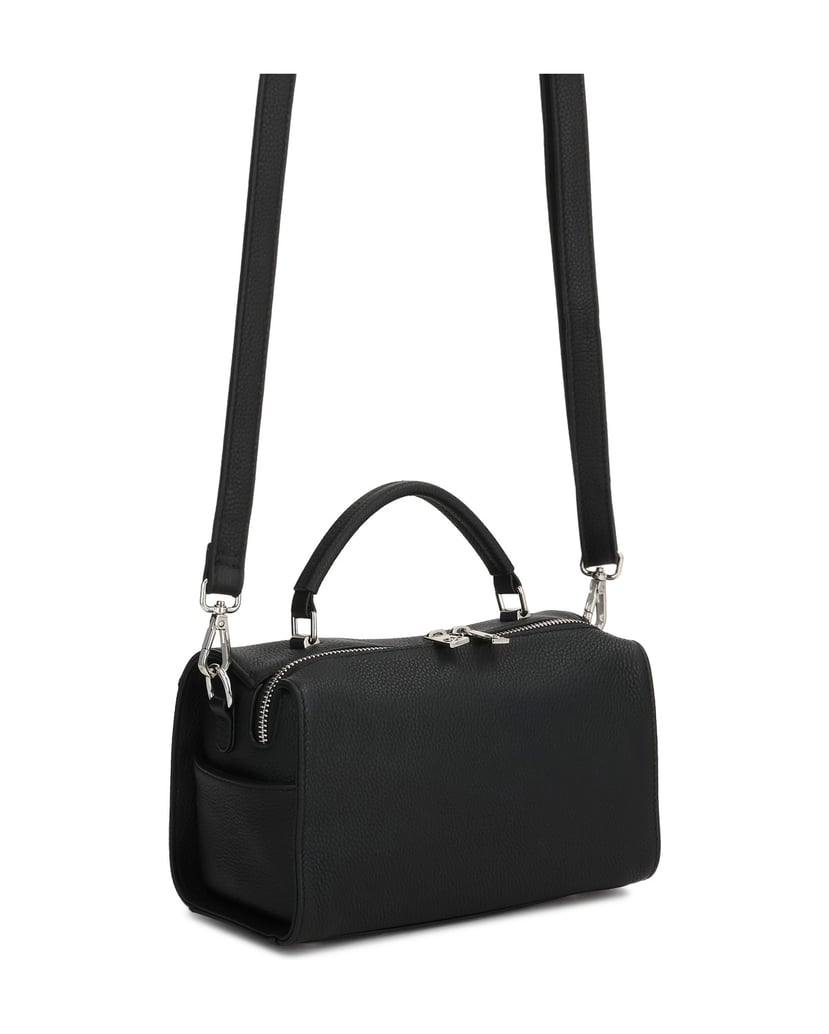 Kazar-Leather-handbag-with-a-geometric-shape-černá