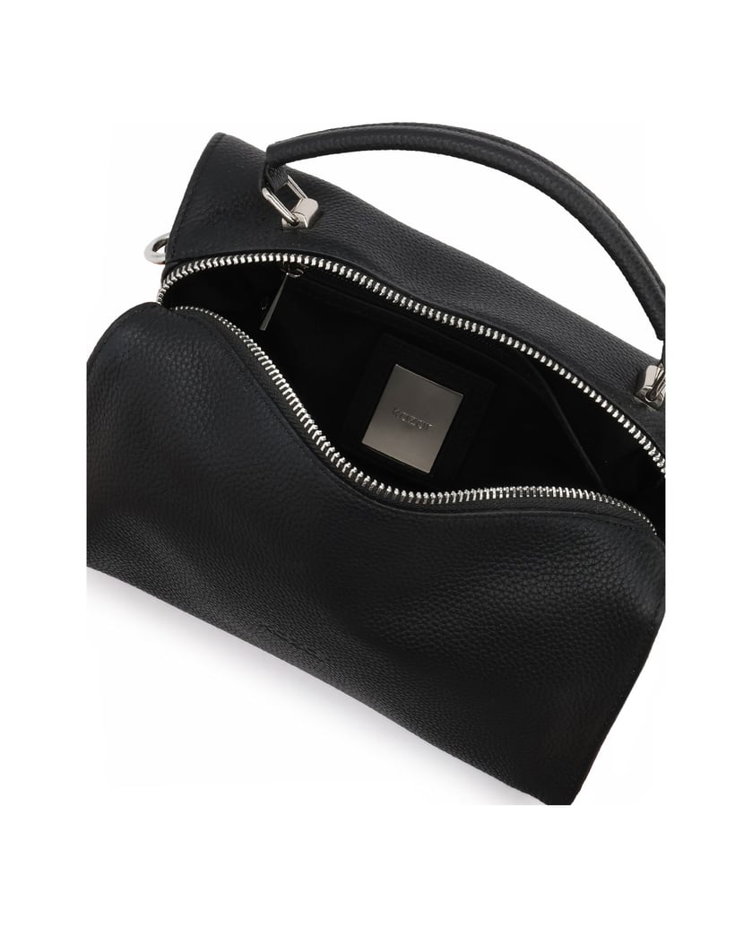 Kazar-Leather-handbag-with-a-geometric-shape-černá