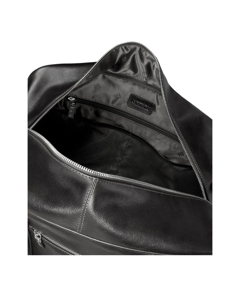 Kazar-Elegant-leather-travel-bag-černá