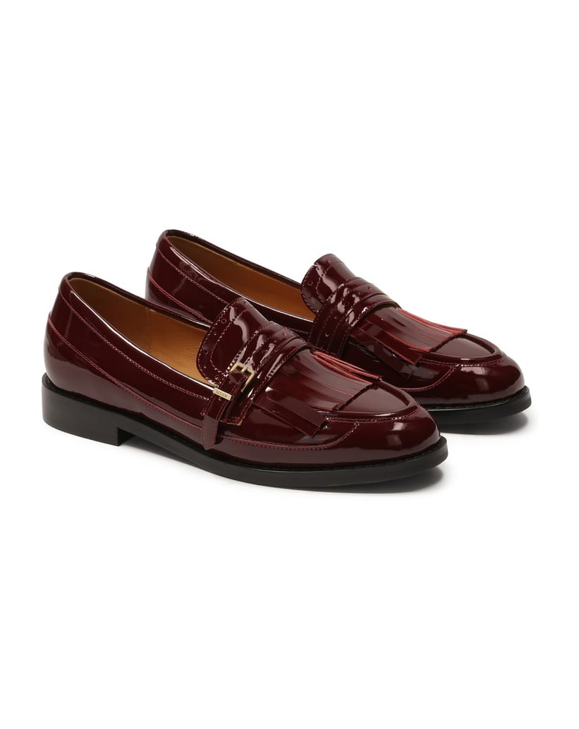 Kazar-Kastanienbraune-Lacklederschuhe-mit-Quasten-rot