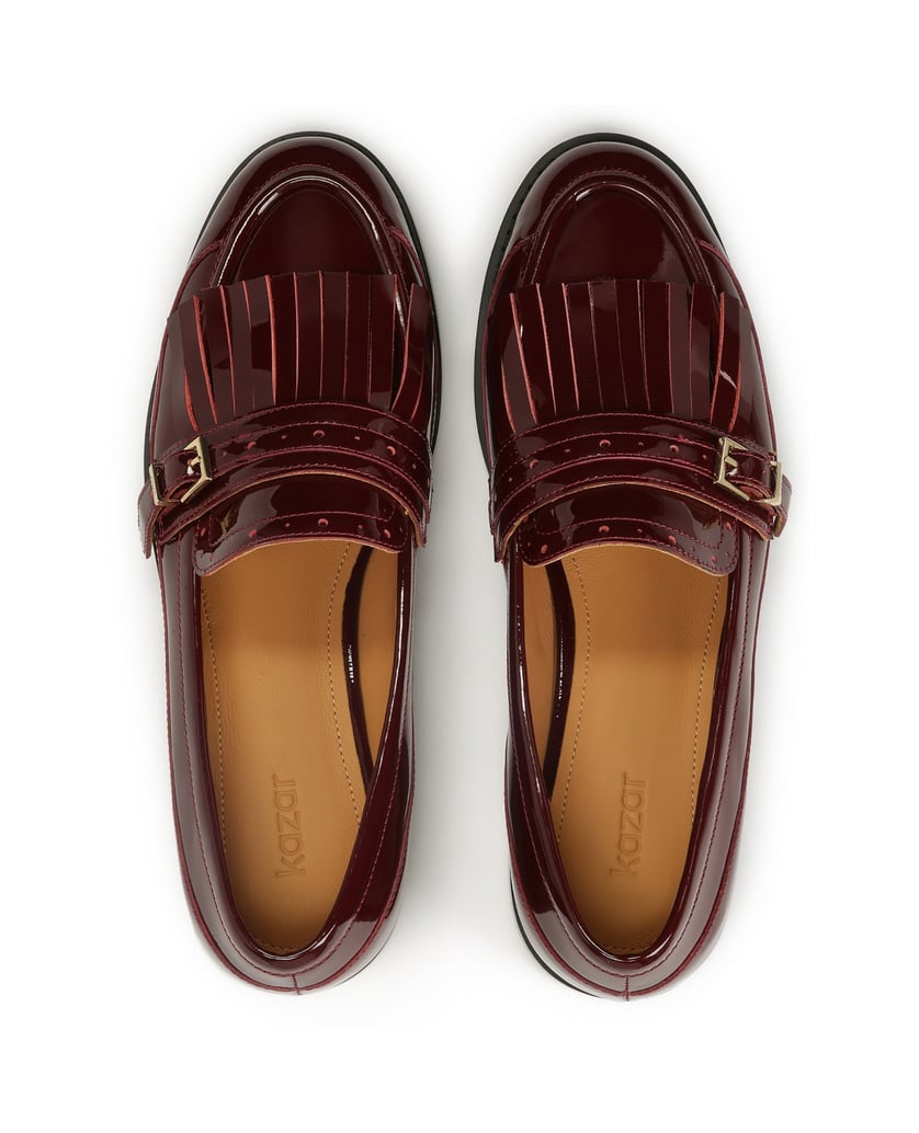 Kazar-Kastanienbraune-Lacklederschuhe-mit-Quasten-rot
